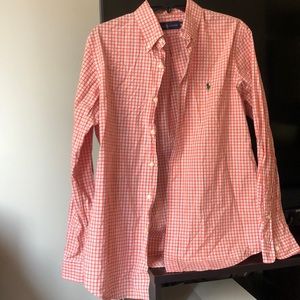 Ralph Lauren Orange Gingham Polo Button Down
